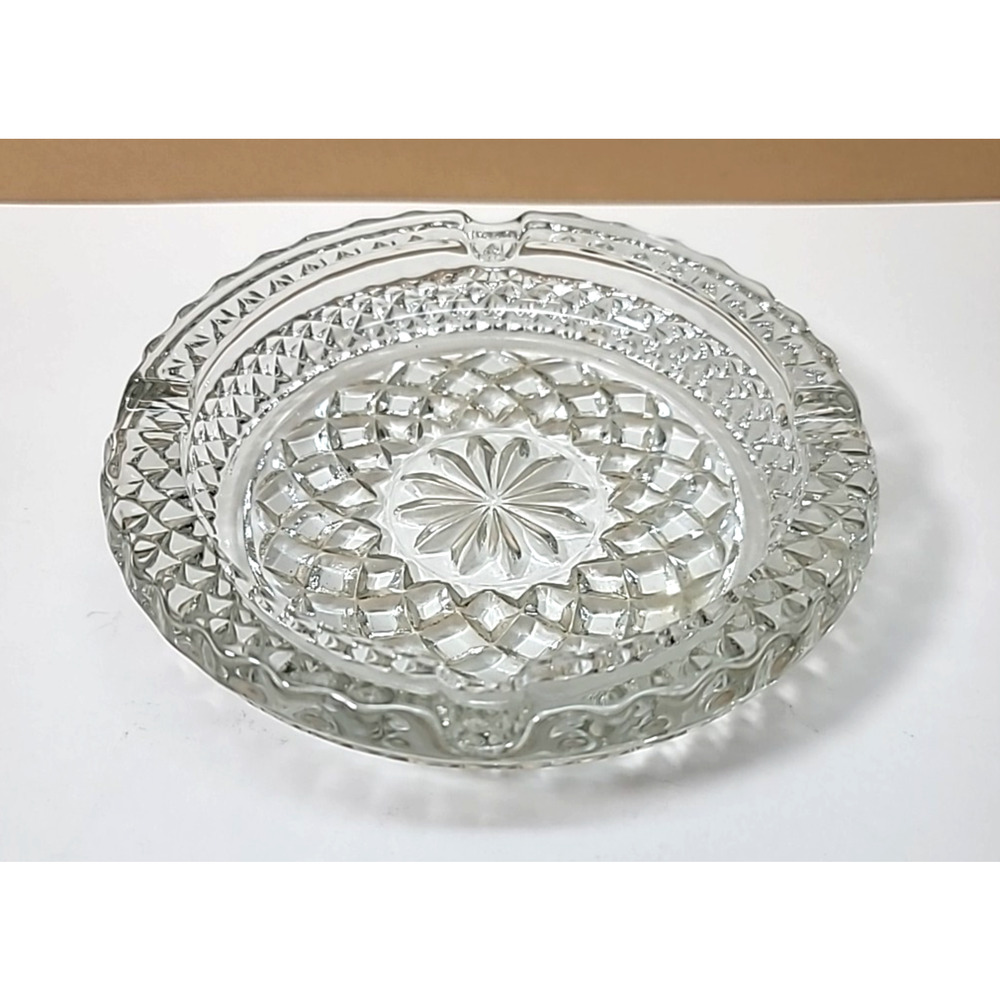 Round Wexford Anchor Hocking Clear Pressed Heavy Glass 5-3/8” Dia. Ashtray-MCM